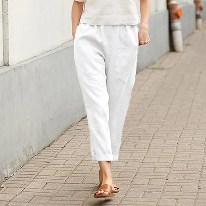 Ember - Pantaloni largi din in și bumbac