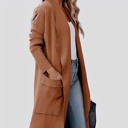 Chantal - Lässige lange Tweed-Strickjacke für Damen