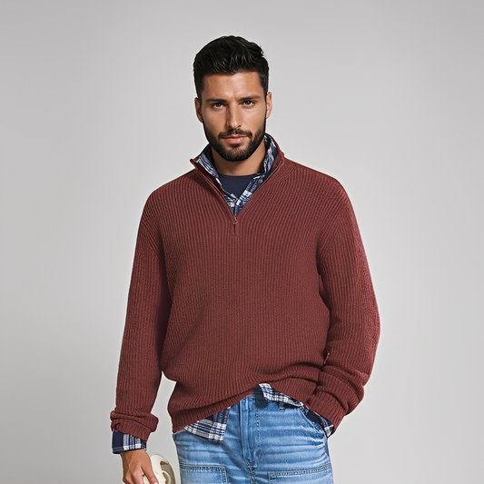 Drix - Pulover călduros și confortabil cu fermoar pe jumătate pentru bărbați
