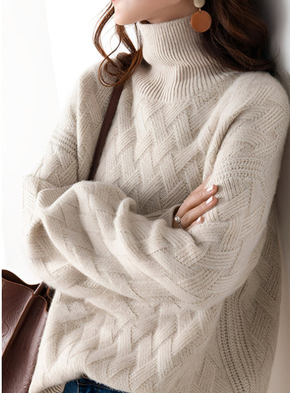 Stacey - Pulover cu guler înalt structurat stil elegant pentru femei