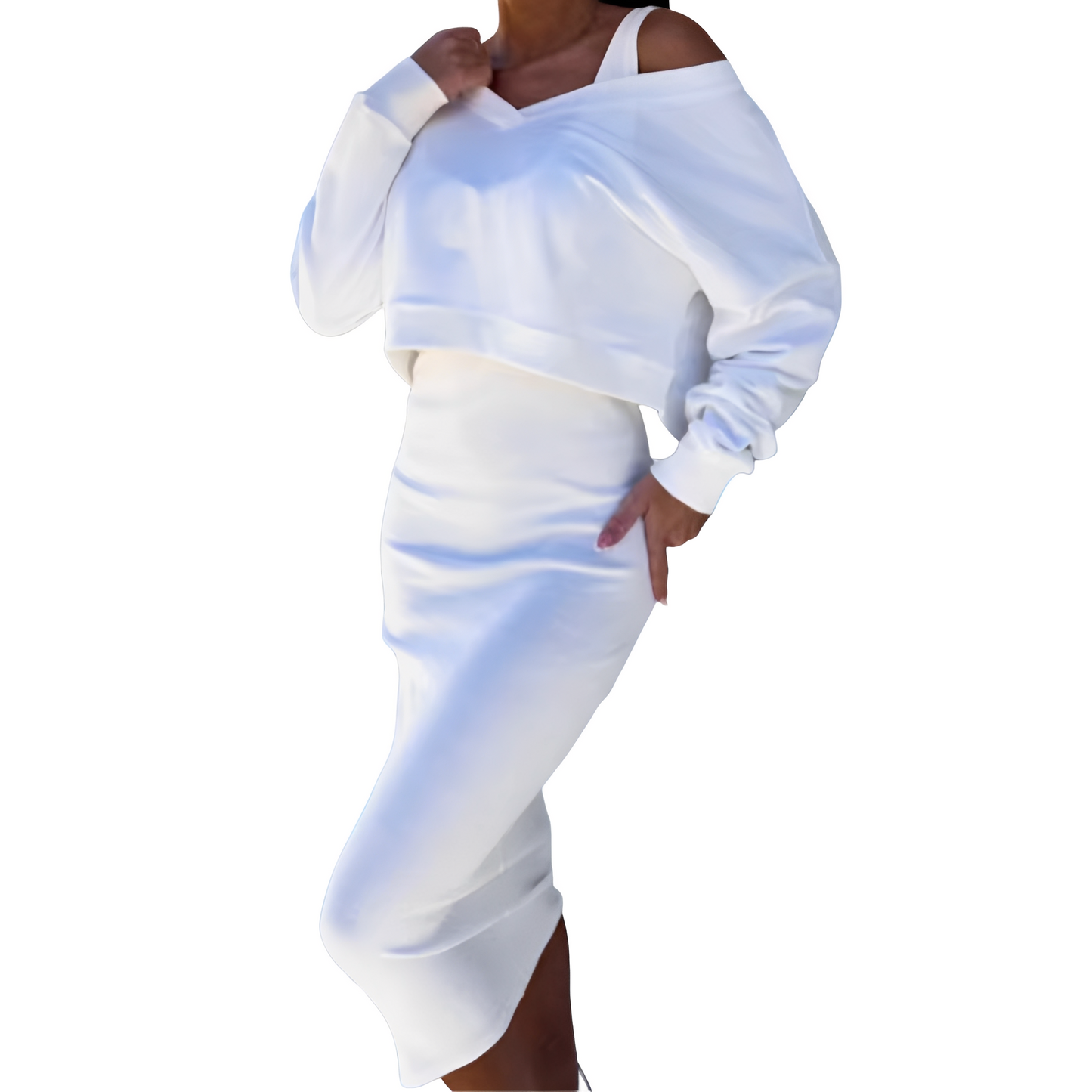 Tianna - Set stilat din pulover și fustă pentru dame