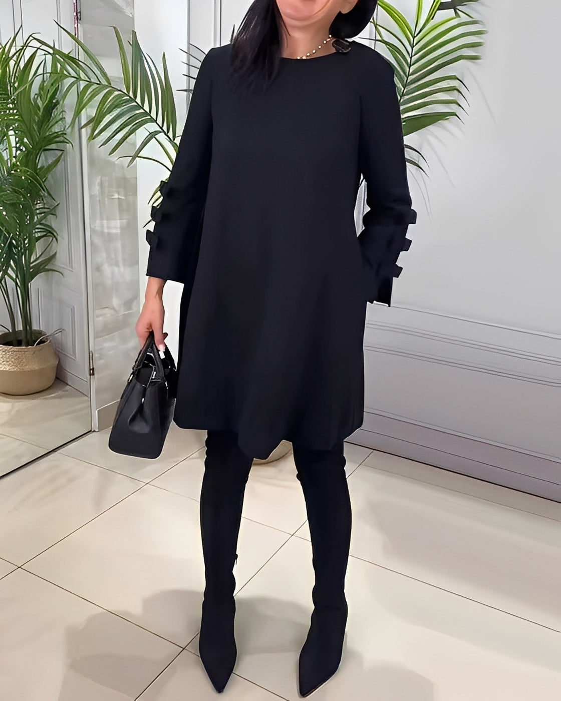 Elenora - Rochie stilată cu mâne lungi pentru doamne