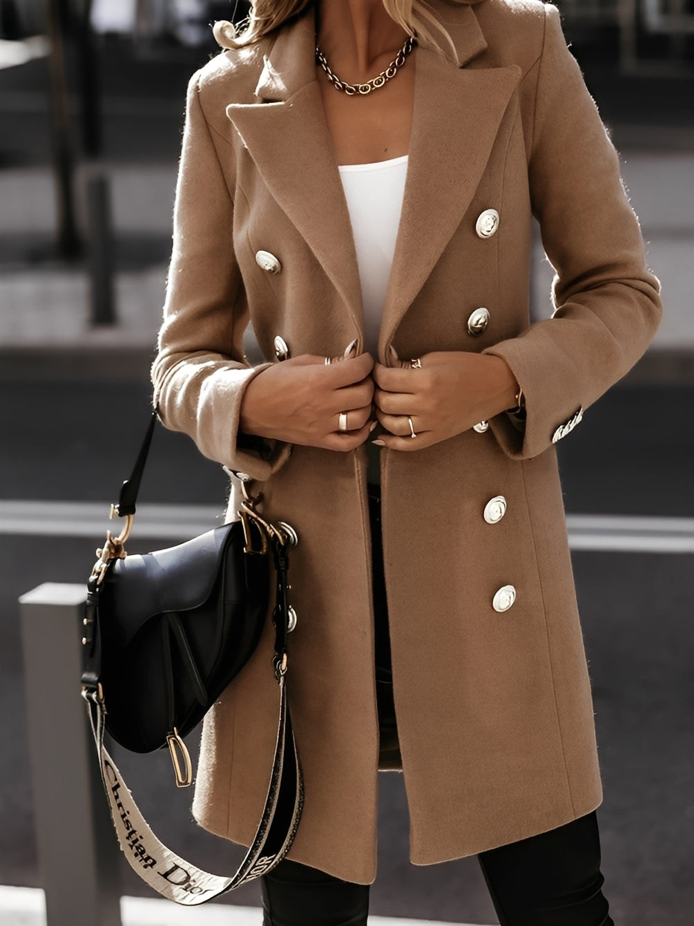 Amanda - Haină elegantă din lână cu dublu rând pentru dame