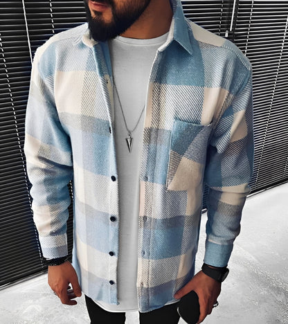 Eugene - Cămașă cu mânecă lungă în carouri elegantă pentru bărbați