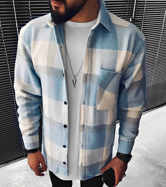 Eugene - Cămașă cu mânecă lungă în carouri elegantă pentru bărbați