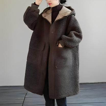 Nydia - Palton de lână cald cu glugă pentru femei