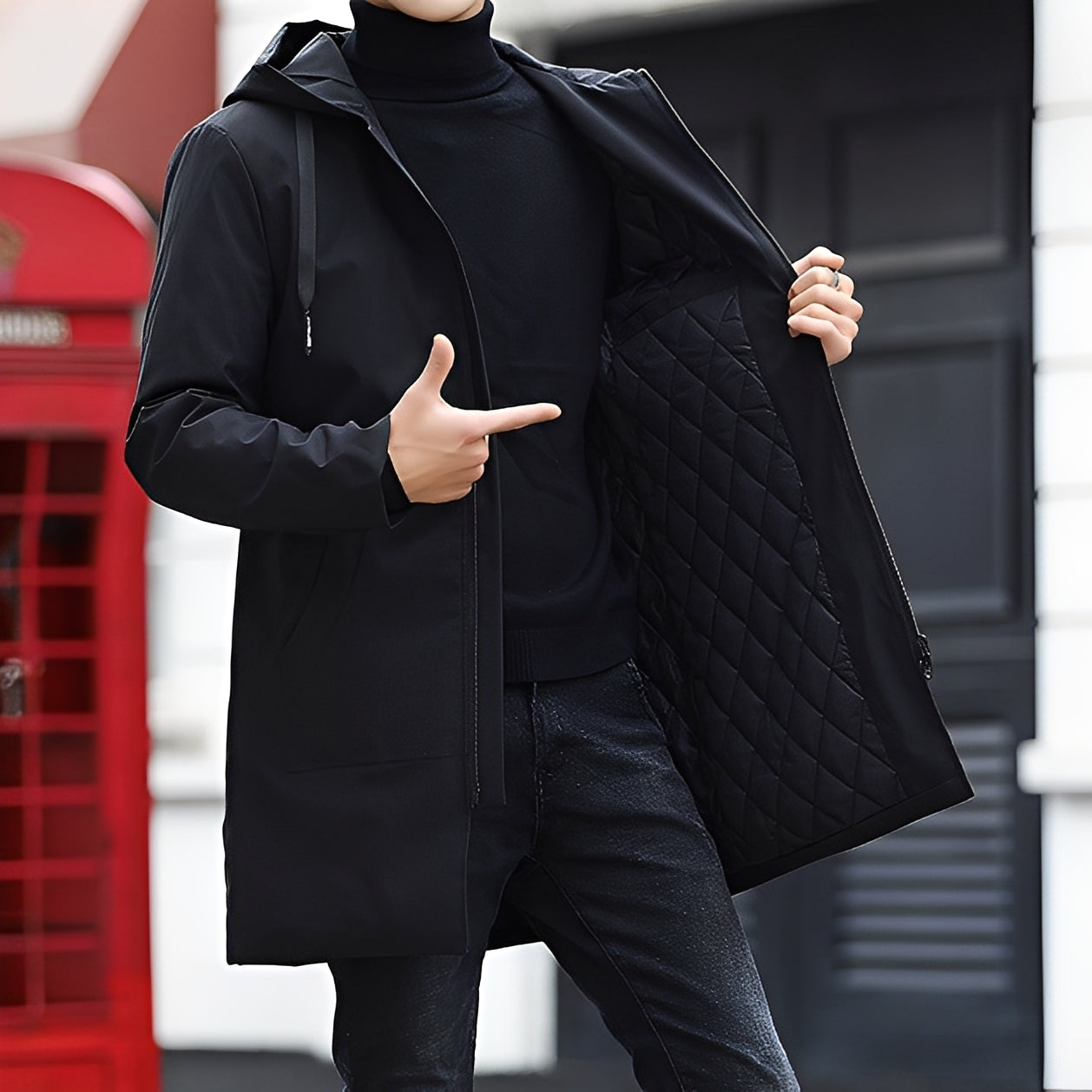 Lucas - Jachetă groasă, impermeabilă, cu glugă pentru bărbați