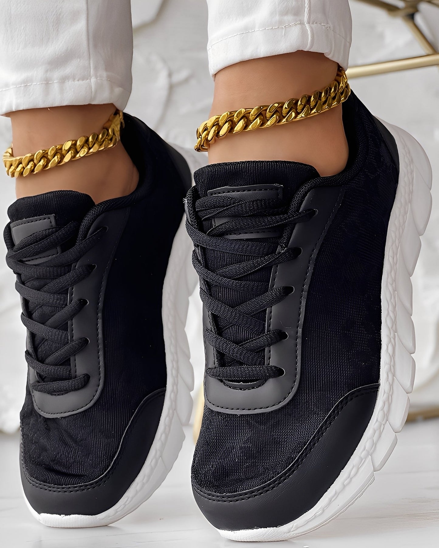 Elisabeth - Sneakers casual, respirabili, cu model floral pentru femei