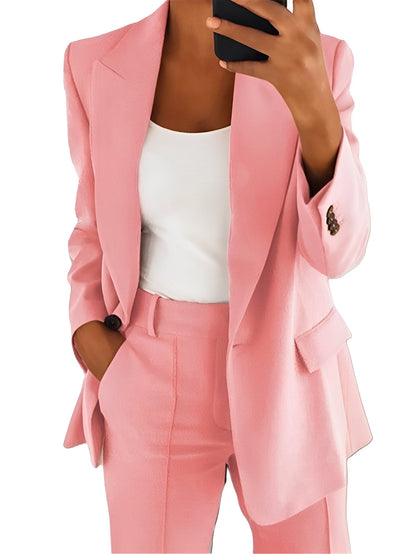 Lorainne - Costum Slim Lejer cu Rever pentru Femei