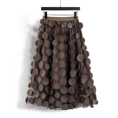 Haylee - Fustă midi elegantă din mesh pentru femei