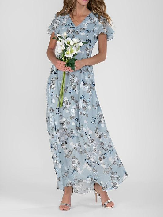 Giselle - Rochie midi elegantă cu imprimeu floral pentru femei
