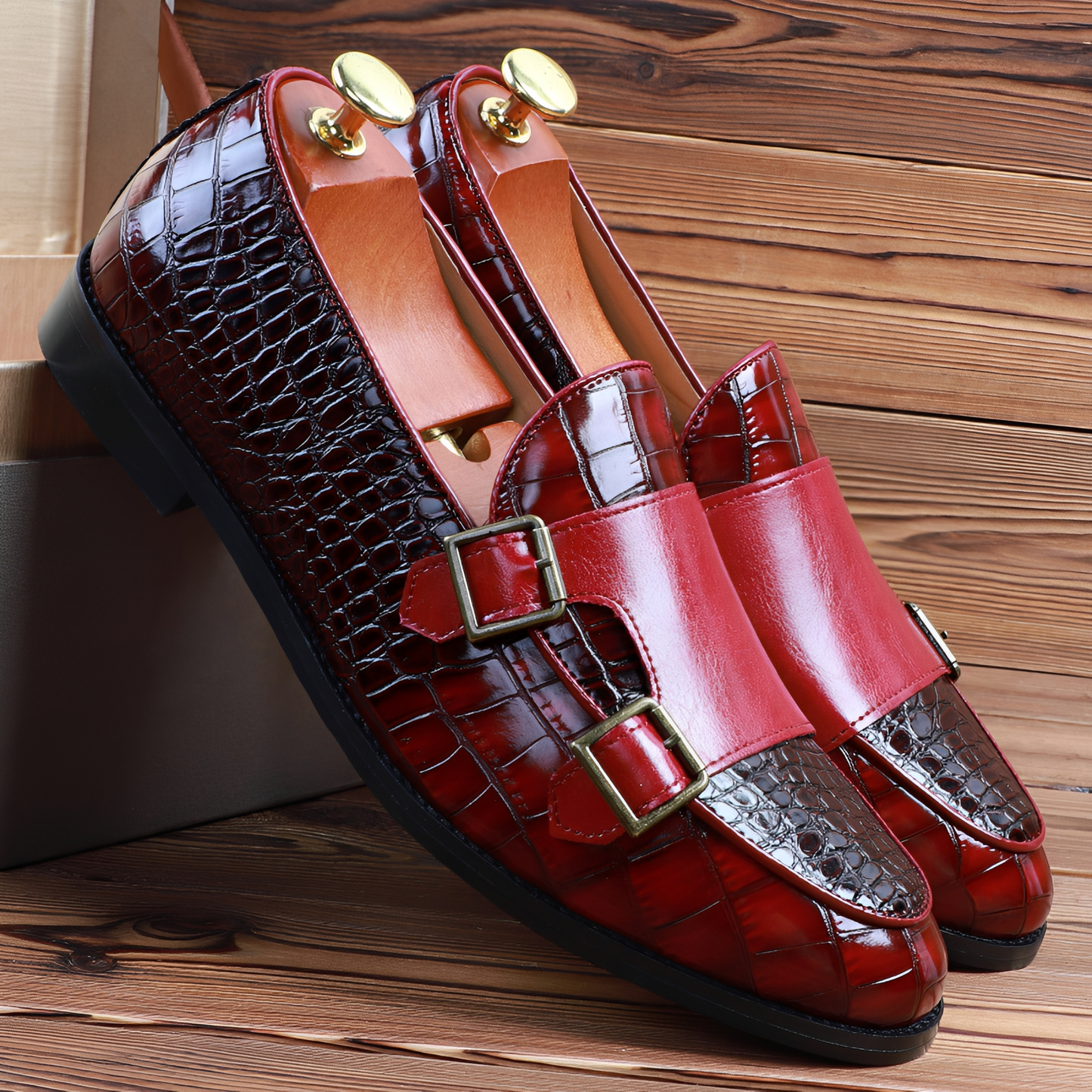 Rafael - Pantofi eleganți bărbătești din piele cu cataramă dublă