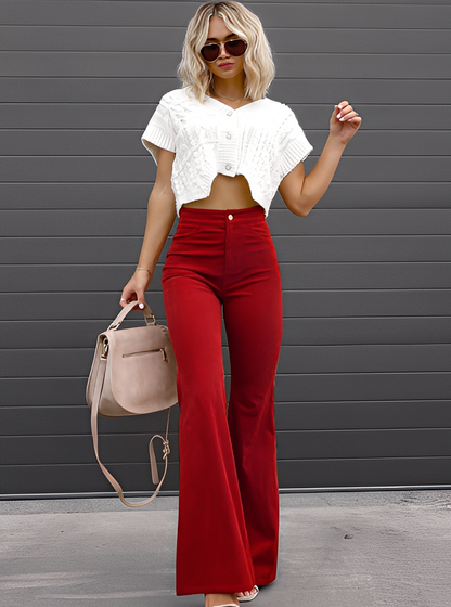 Deziree - Pantaloni evazați lejeri cu talie înaltă pentru femei