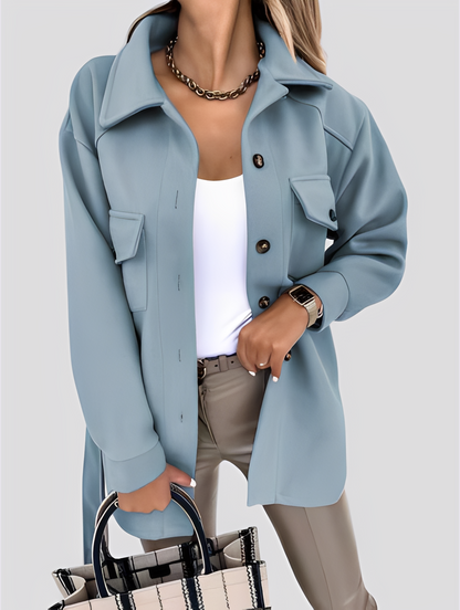 Tiffanie - Modernă, ușoară jachetă din lână cu guler rever pentru dame