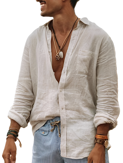 Donovan - Cămașă din in lejeră și confortabilă pentru bărbați