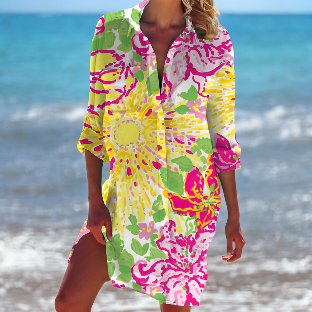 Ariel - Rochie cămașă de plajă lejeră pentru femei