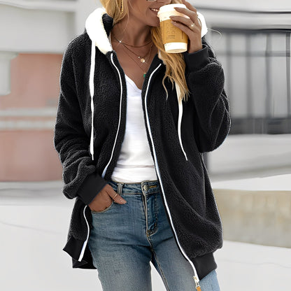 Rheanna - Jachetă caldă din polar cu glugă pentru femei