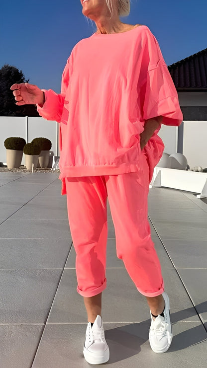 Eleanore - Set lejer din tricou slab și pantaloni pentru femei