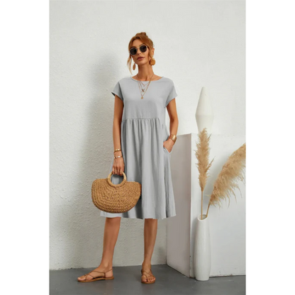 Menali - Rochie de Vară Damă Mânecă Scurtă Midi