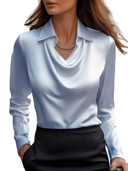 Dionne - Bluza elegantă cu mânecă lungă din satin pentru doamne