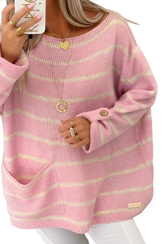 Elianna - Pulover lejer cu dungi pentru femei