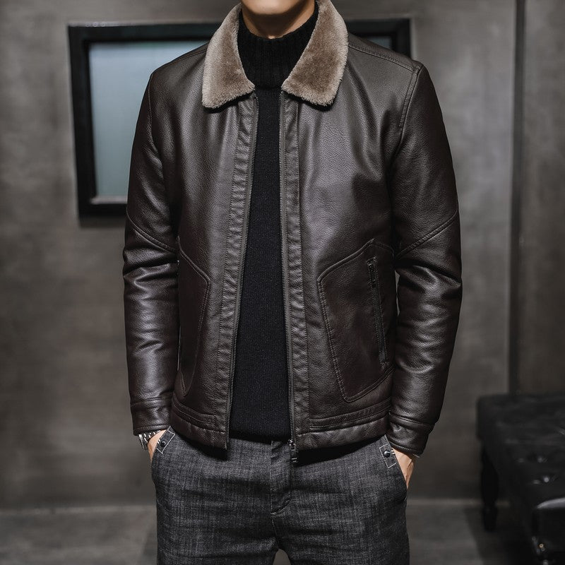 Ben - Geacă retro de motociclist din piele caldă pentru bărbați