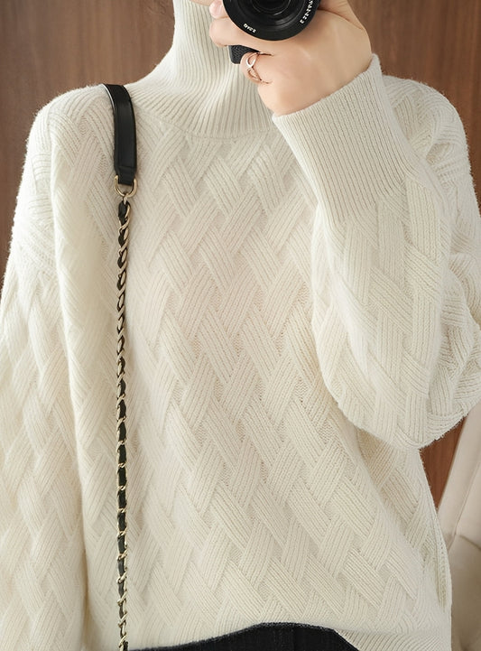 Stacey - Pulover cu guler înalt structurat stil elegant pentru femei