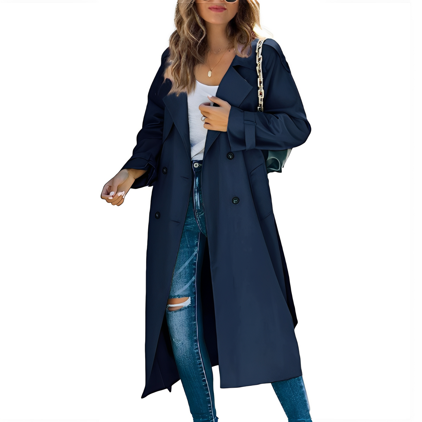 Jodie - Stilou lung trench-coat dublu pentru dame