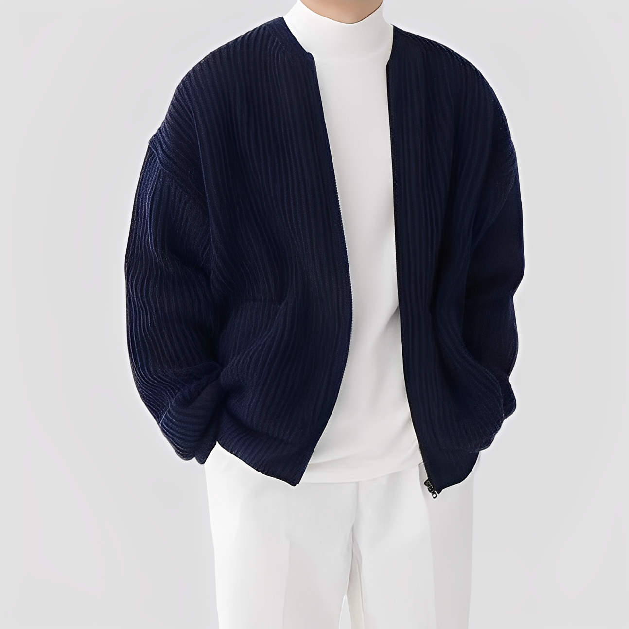 Willy - Pulover tricotat lejer cu fermoar pentru bărbați