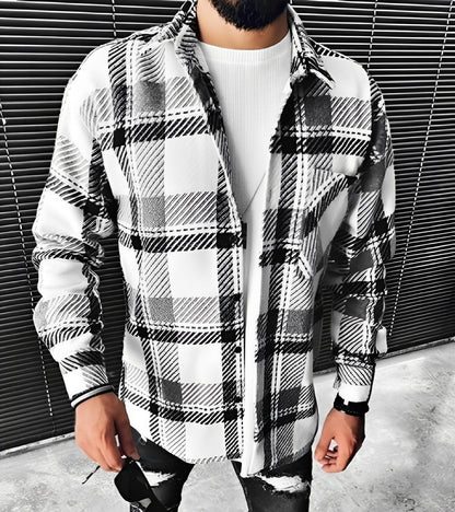 Eugene - Cămașă cu mânecă lungă în carouri elegantă pentru bărbați