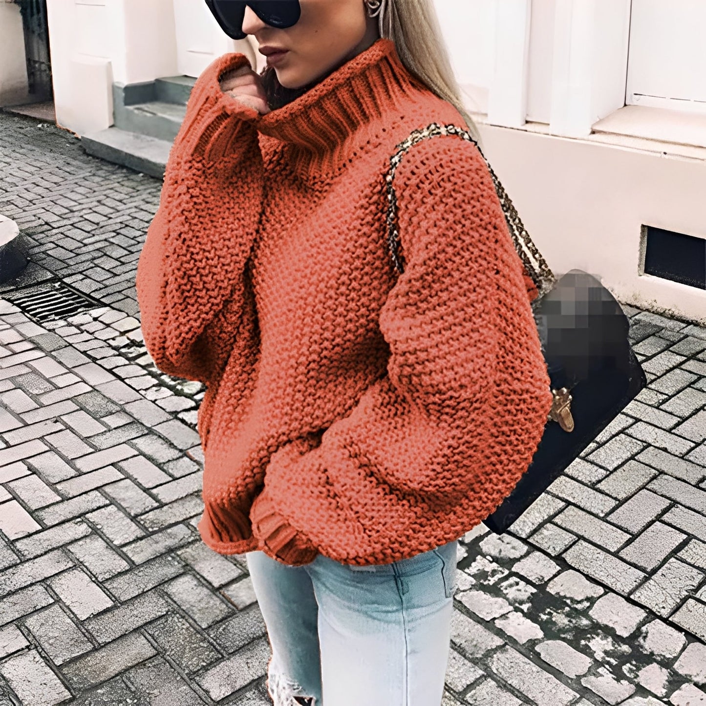 Paulina - Pulover cu guler înalt din tricot gros pentru femei