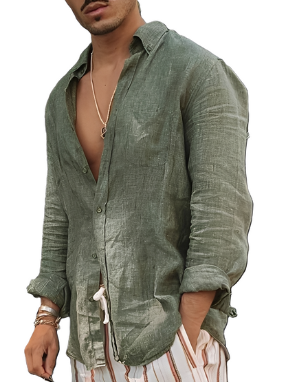 Donovan - Cămașă din in lejeră și confortabilă pentru bărbați