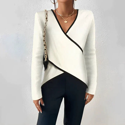 Freydis - Tricou feminin cu mânecă lungă și decolteu în V