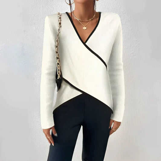 Freydis - Tricou feminin cu mânecă lungă și decolteu în V