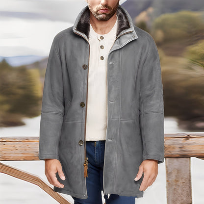 Eddie - Clasică jachetă din piele întoarsă de lungime medie pentru bărbați