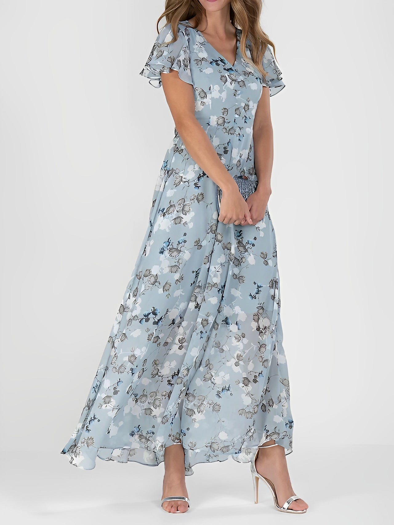 Giselle - Rochie midi elegantă cu imprimeu floral pentru femei