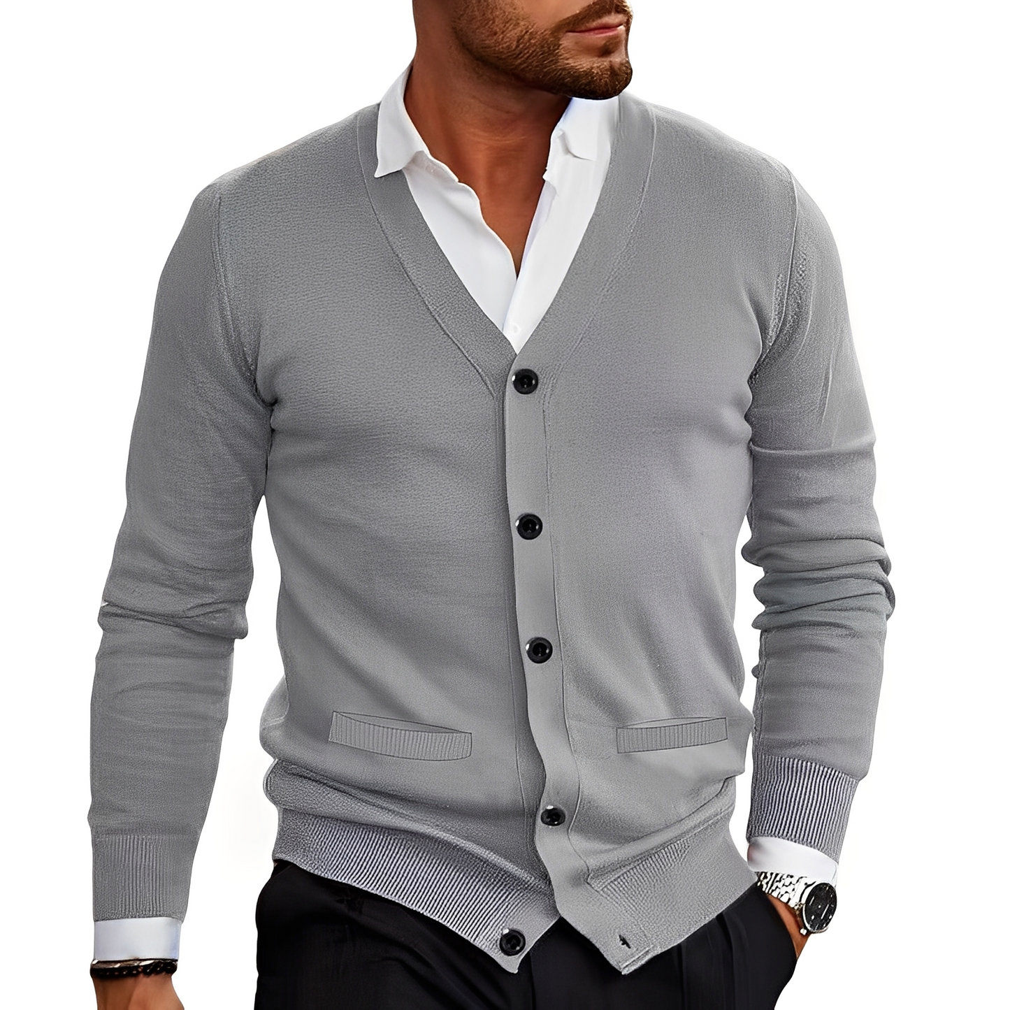 Kyler - Cardigan elegant cu nasturi pentru bărbați