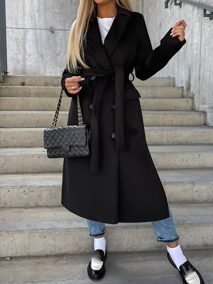 Suzanne - Manta clasic cu două rânduri și curea pentru femei