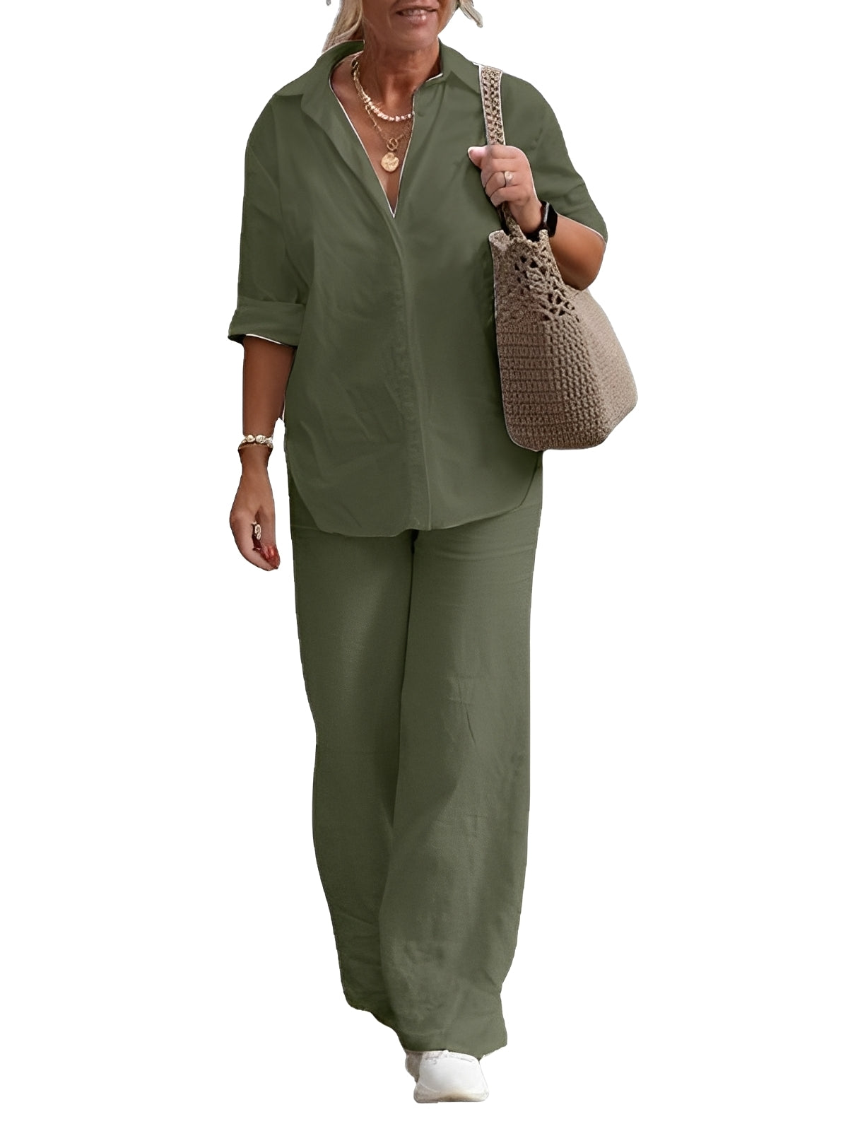 Earleen - Costum din in în două piese confortabil pentru femei