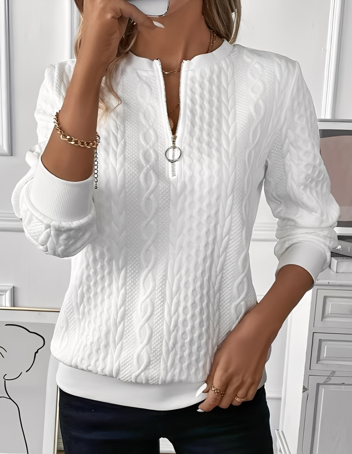 Davida - Pulover stilat, moale matlasat pentru femei