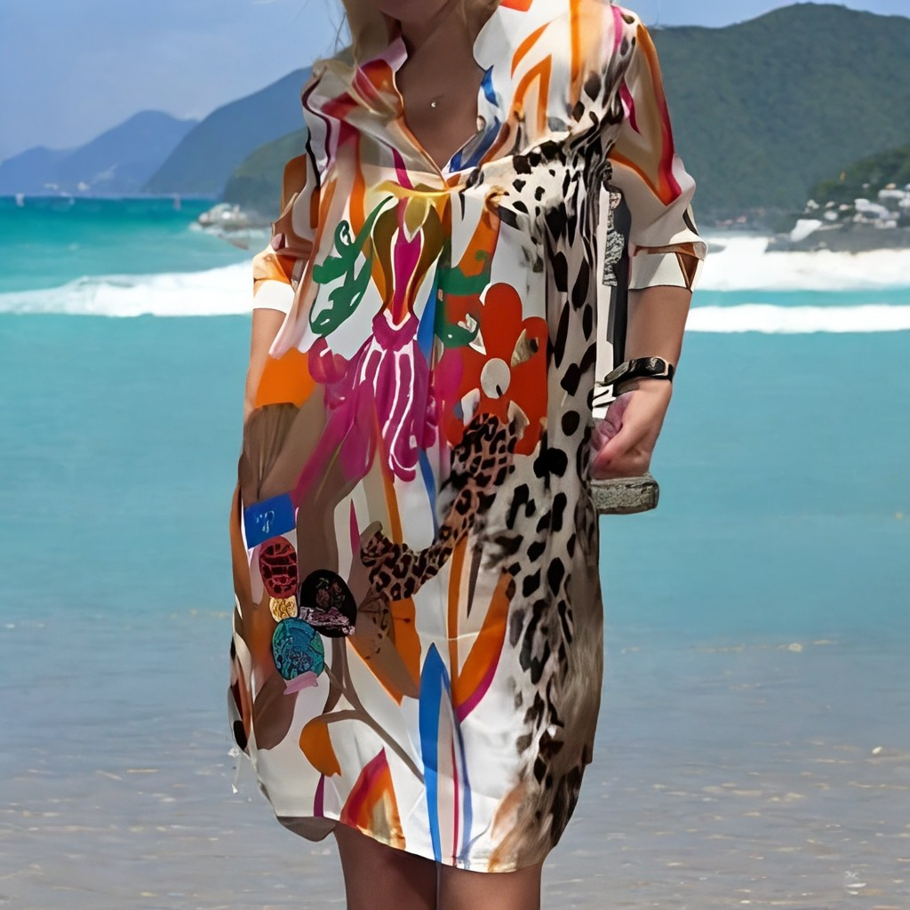 Ariel - Rochie cămașă de plajă lejeră pentru femei