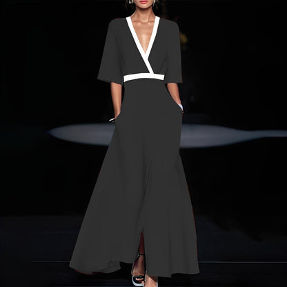 Débora - Rochie lungă stilată cu imprimeu floral pentru femei