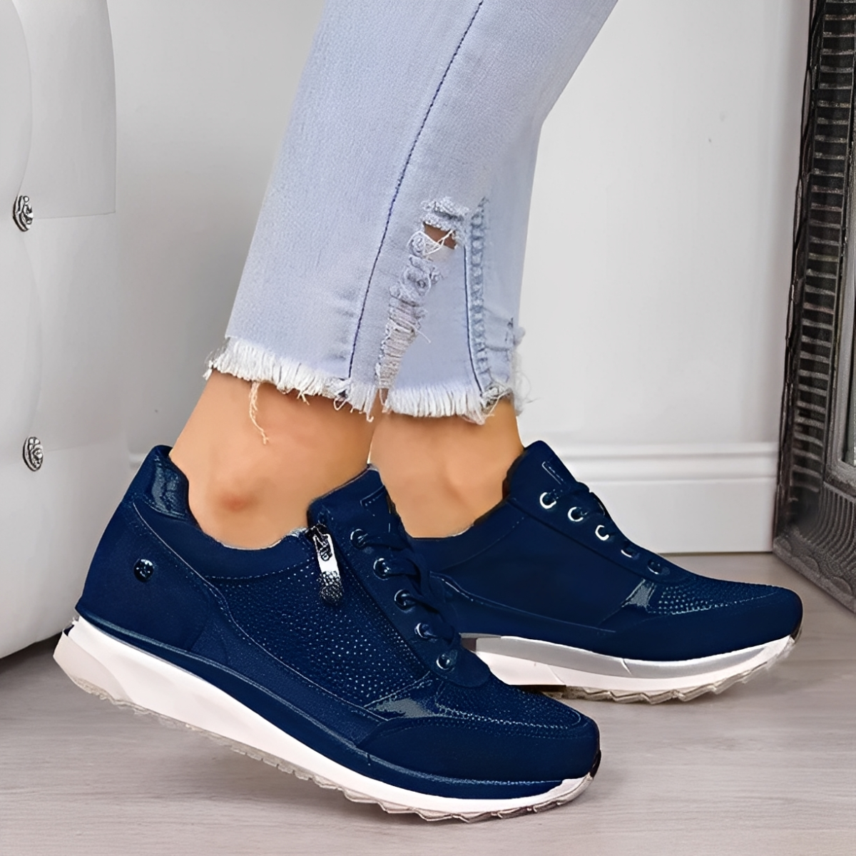 Kaycee - Sneaker stilati cu fermoar pentru femei