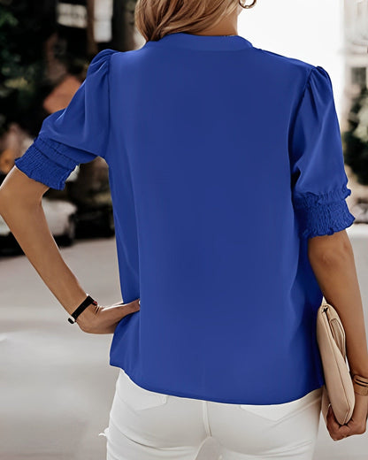 Sophia – Bluza cu Decolteu în V și Mâneci Scurte