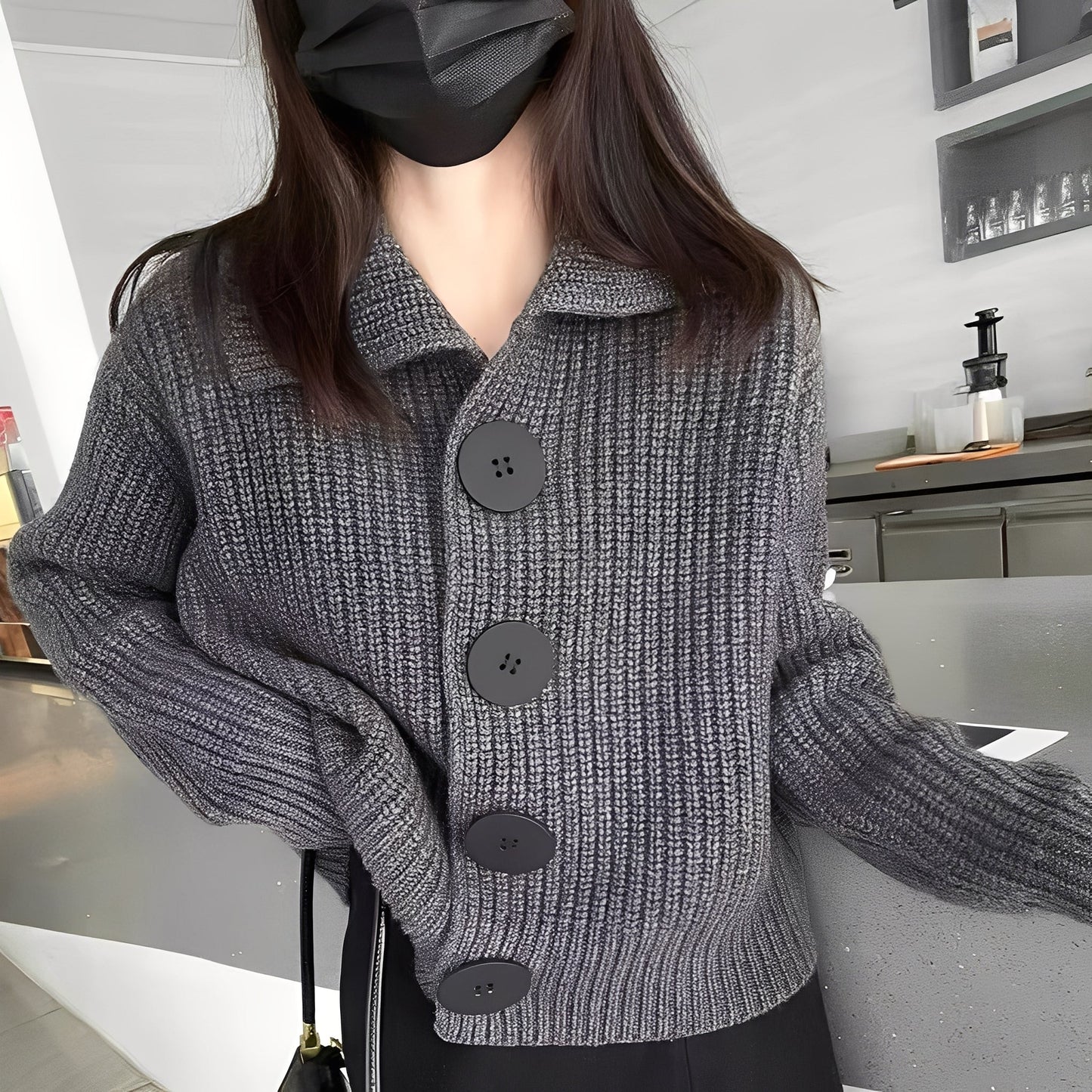 Alannah - Cardigan la modă cu nasturi mari pentru femei