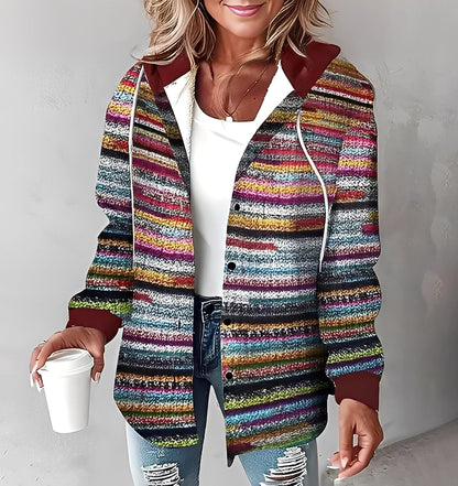 Éliette - Jachetă cu glugă în carouri de iarnă pentru femei