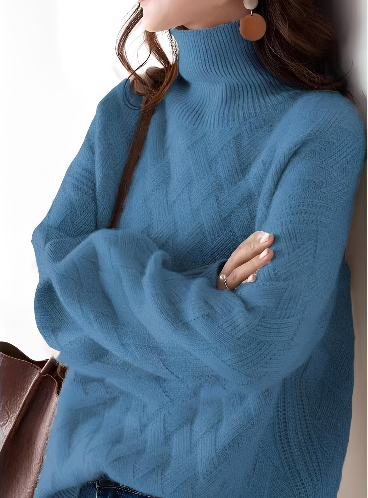 Stacey - Pulover cu guler înalt structurat stil elegant pentru femei
