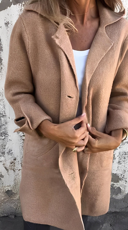 Meridith - Palton lung stilat cu guler revers pentru femei