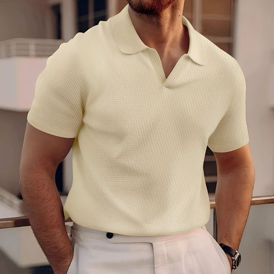 Harley - Simplu tricou polo cu mânecă scurtă din waffle pentru bărbați