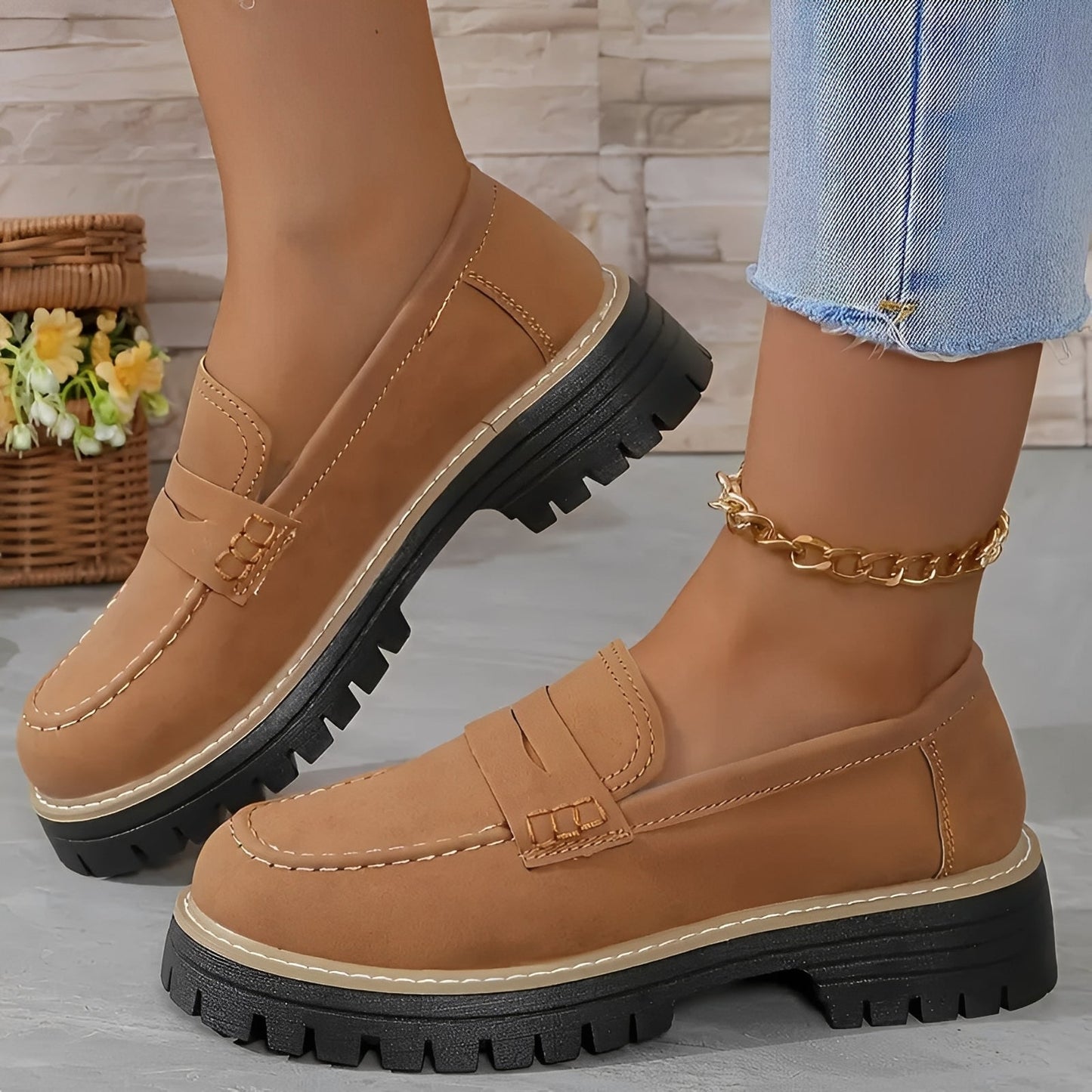 Elise - Stiluri mate platformă Loafer pentru dame